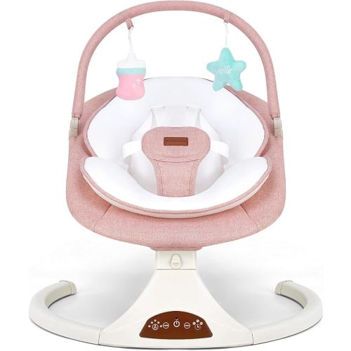 Baby Swings for Infants, Portable Stationary Infant Swing with 5-Speed Settings, Bluetooth Music & Timer, Suitable for Newborns up to 9 Months (Pink)