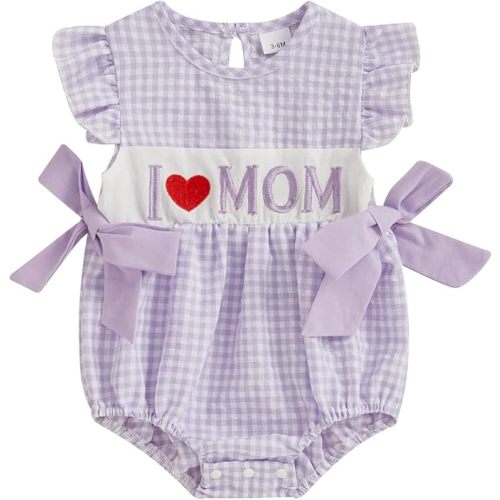 MoZiKQin Baby Girl 4th of July Outfit Newborn American Flag Bubble Romper Bowknot Ruffle Bodysuit Smocked Baby Clothes