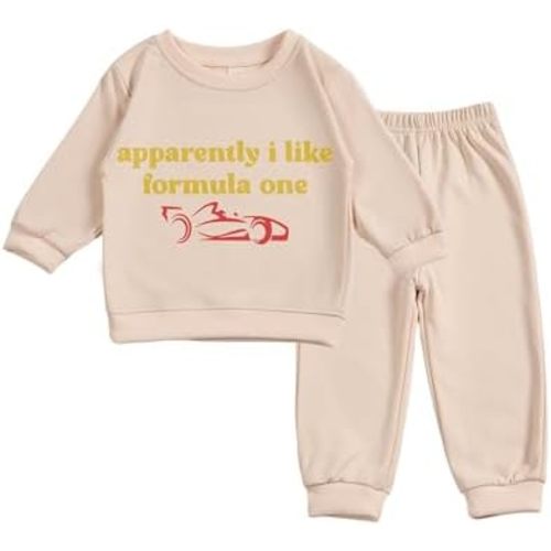 Toddler Baby apparently i like formula one Long Sleeve Sweatshirt Top Jogger Pants Set Cute Fall Winter Clothes Set