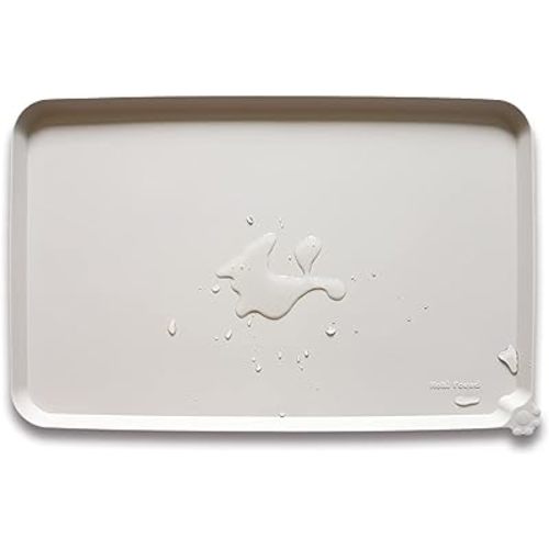 Hoki Found Silicone Pet Food Tray - High-Lips Dog Cat Bowl Mats - Waterproof Dog Cat Food Mats - Colors: Cream Brown