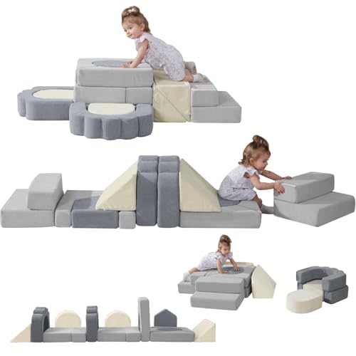 Foam Climbing Toys for Toddlers, 13pcs Climb and Crawl Activity Playset, Soft Play Climbing Blocks for Toddlers, Indoor Crawling Sliding Toys, High-Density Foam Play Structures for Playroom