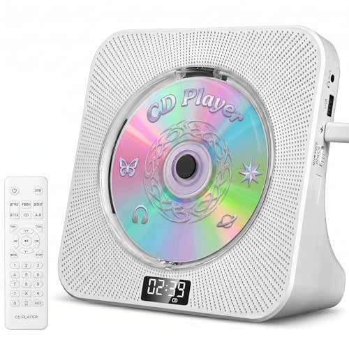 Gueray CD Player Portable Bluetooth Desktop CD Players for Home | Portable CD Player with Bluetooth with Timer Built-in HiFi Speakers with LCD Screen Display Boombox FM Radio USB Type-C