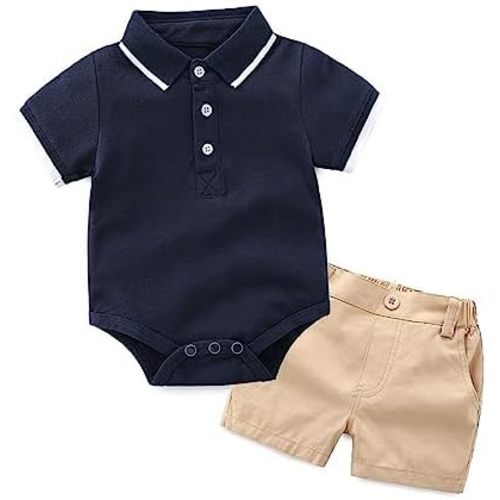 Generic Little Boys Formal Suit Gentleman Solid Lapel Bodysuit Casual Shorts Baby Kids 2PCS Overalls Clothes