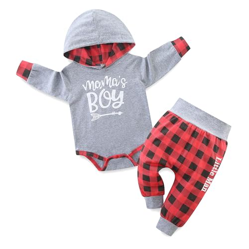 JingleBaBa Preemie Infant Baby Boys Letter Print Long Sleeve Romper Hoodies + Pants 2PCS