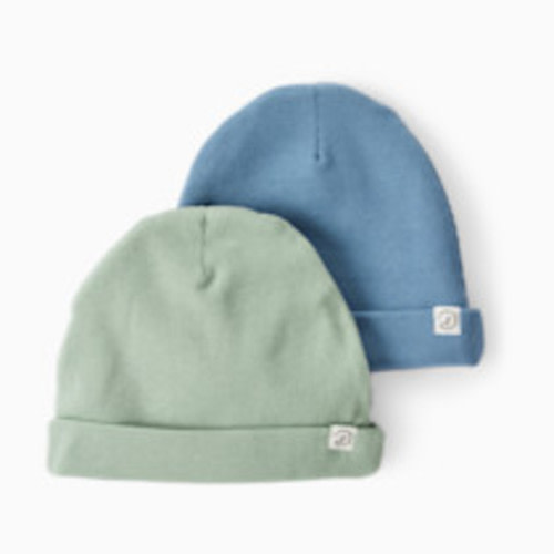 Carter's Little Planet 2-Pack Organic Cotton Rib Caps - Green, 0-3 M