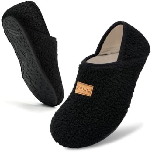 ANLUKE Slipper for Women Men Slipper Socks Fuzzy House Shoes Rubber Sole Slip On Soft-Lightweight Non Slip Indoor/Outdoor