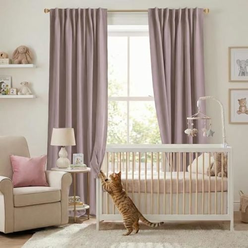 Wild Rose Curtains for Girls Room,Blackout Room Darkening Feminine Curtains for Women Bedroom,96 Inches Long,Dusty Mauve Color