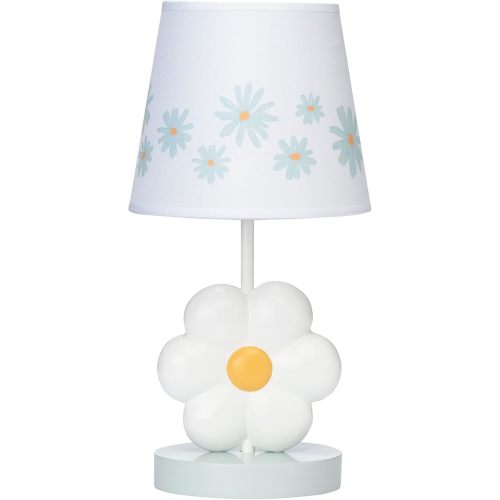 Lambs & Ivy Sweet Daisy White Floral Nursery/Child Lamp with Shade & Bulb