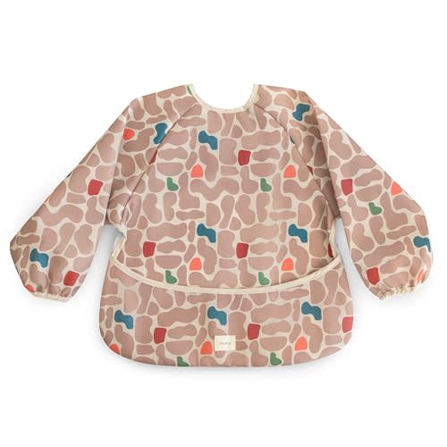 mushie Long Sleeve Baby Bib | Water Resistant Adjustable Fit for Ages 6-24 Months