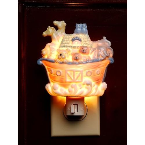 Cosmos Gifts Fine Porcelain Noah's Ark Plug in Night Light, 5-1/2" H