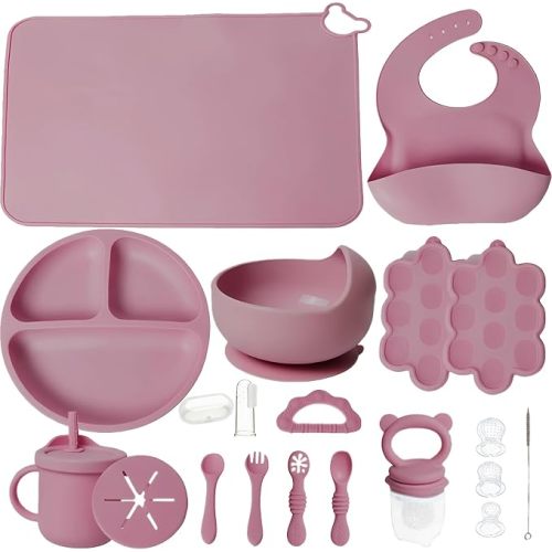 19 Pcs Silicone Baby Feeding Set Eating Essentials for Newborn
