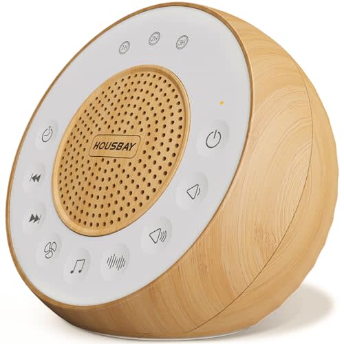 Housbay White Noise Sound Machine for Sleeping, 31 Soothing Sounds, Small Sleep Machine for Adults, Wood Grain Design for Bedroom & Noise Canceling