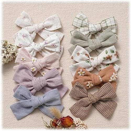 Hair Bows Clips for Girls,10 Pack Handmade Hair Accessories Barrettes Alligator Clips for Baby Toddler Infant School Gifts