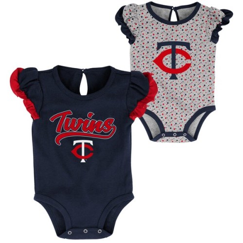 Minnesota Twins Girls Newborn Scream & Shout Two-Pack Bodysuit Set - Navy/Heathered Gray