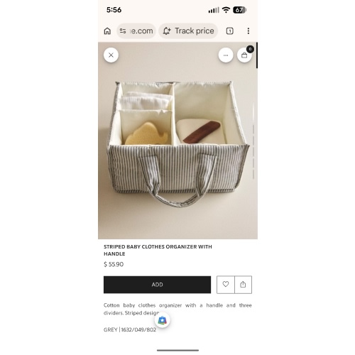 ZARA··· 0 STRIPED BABY CLOTHES ORGANIZER WITH HANDLE ··· STRIPED BABY CLOTHES ORGANIZER WITH HANDLE -