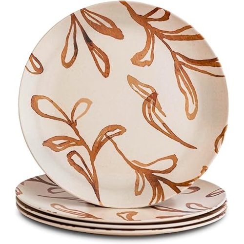 Nook Theory 4 Pack Reusable Bamboo Plates - Non-Toxic Toddler and Kids Plate, Dishwasher Safe, Not Microwavable Dinnerware (Wildflower 10")