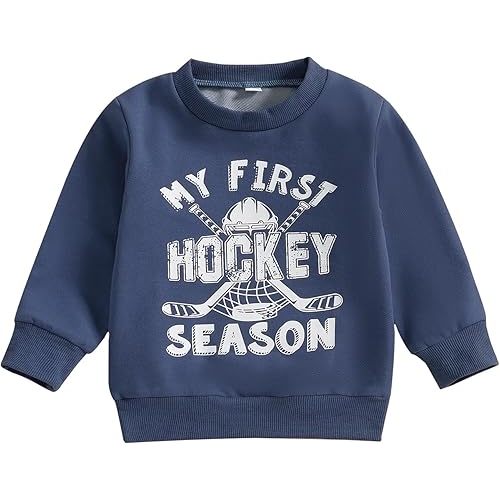 Toddler Hockey Outfit Baby Boy Girl Daddy’s Little Hockey Buddy Sweatshirt Long Sleeve Pullover Kids Winter Clothes