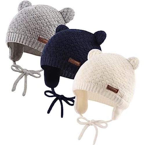 JANGANNSA Cute Knitted Boys Girls Christmas Beanie Warm Earflap Winter Hat Infant Toddler Baby Beanie 0-2Y