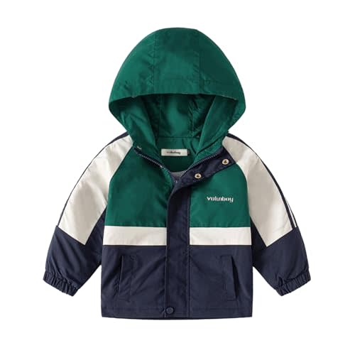 Volunboy Toddler Boys Windbreaker Casual Outerwear Kids Lightweight Zip Hooded Jacket Baby Cute Dust Coat
