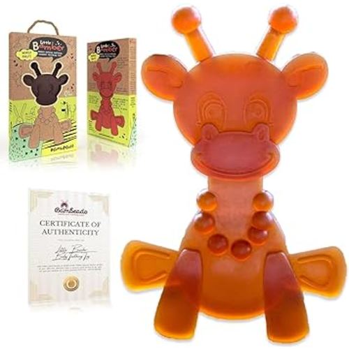 LittleBamber Baby Teething Toy – Natural Rubber Giraffe Teether for Babies 6–12 Months, BPA-Free, Textured Toy for Comfort and Oral Development