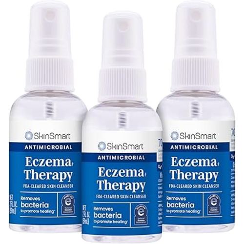 SkinSmart Antimicrobial Eczema Therapy with Hypochlorous Acid, Safely Removes Bacteria so Skin Can Heal, for Adults, Kids and Seniors, Travel Size 2 Ounce Clear Spray (Pack of 3)