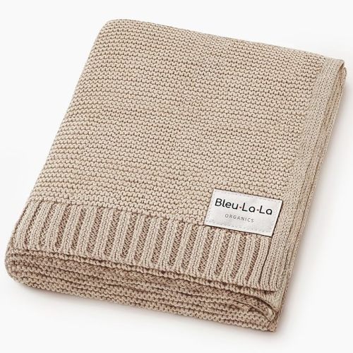 100% Organic Cotton Heritage Knit Textured Baby Blanket – Signature Heritage Knit, Soft Breathable Newborn Baby Blanket (Heritage - Oatmeal)
