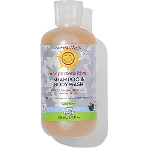 California Kids Shampoo + Body Wash | Super Sensitive Unscented | Gentle Skin Care for Kids + Teens | 100% Plant-Based | Hypoallergenic | 8.5 oz