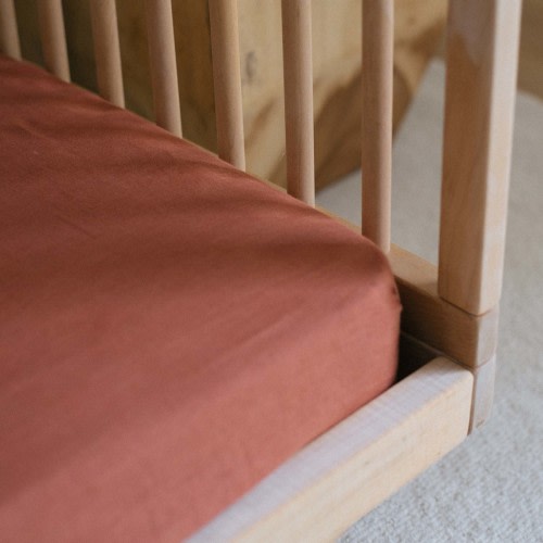 French Linen Cot Sheet - Clay