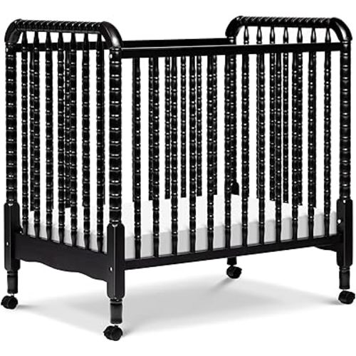 Davinci Jenny Lind 3-in-1 Convertible Mini Crib in Ebony, Removable Wheels, Greenguard Gold Certified