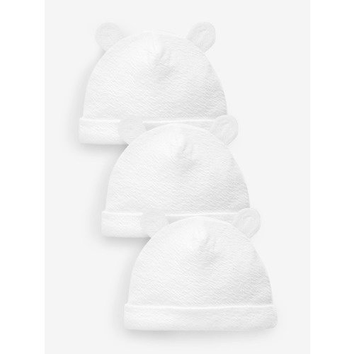 White Beanie Jersey Baby Hats 3 Pack (0-12mths)