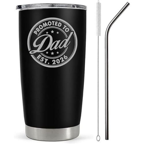Vivulla68 Promoted To Dad 2026 Tumbler 20Oz, Dad Est 2026 Mug, 1st Daddy Gifts, New Baby Gifts Ideas, Papa Established 2026 Coffee Cup, Fathers To Be Gift, Expecting Papa Mug, First Time Daddy Gift