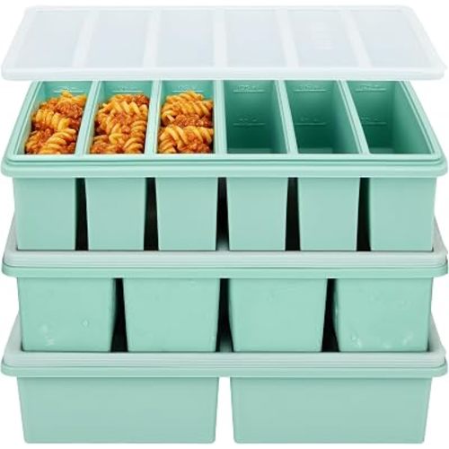 Silicone Freezer Trays with Lids, 2 Cup & 1 Cup & 1/2 Cup Soup Freezer Container Molds for Freezer - Leakproof, Dishwasher, Oven Safe, Ideal for Frozen Broth, Leftovers & Meal Prep, BPA Free 3 Pack