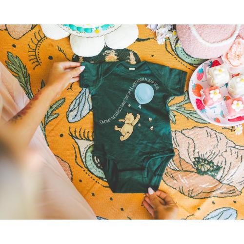 Winnie-the-Pooh Baby Onesie with Balloon | Sometimes the Smallest Things Quote | Literary Baby Shower Gift | Classic Storybook Infant Outfit