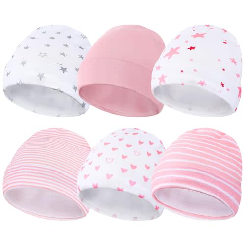 Newcotte 6-Piece Preemie Baby Hats, Cotton Warm Newborn Beanies for NICU Boys and Girls