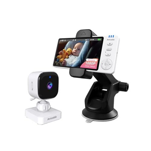 Wireless Baby Car Camera with 1080P Night Vision, Auto On/Off - Portable Baby Monitor for Car, Home & Travel - 8 Lullabies, 3 Mounting Options, 850nm IR No-Glow Night Vision for Infants/Pets