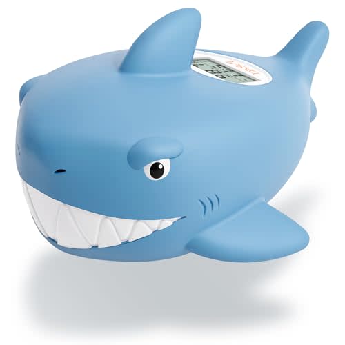 b&h Baby Bath Thermometer with Timer and Clock, Suitable for Bathing and Their Nursery, Waterproof and Floats in Water, Accurate Temperature Readings, Safety Toddler Bathtub Thermometer, Shark