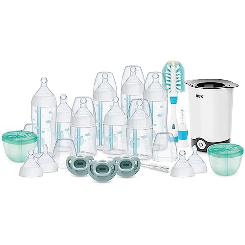 NUK Smooth Flow Pro Anti-Colic Baby Bottle Set | BPA-Free Bottles | Silicone Pacifiers | Formula Dispensers | Fast Bottle Warmer for Newborns