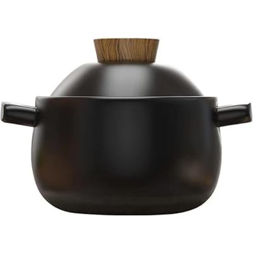Clay Pot for Cooking,1.9 Quart Black Ceramic Pot for Cooking with Lid,Rice Pot Clay Pots for Cooking Chinese Ceramic Casserole,Earthenware Pot,Asian Rice Cooker Pot Cookware Stew Pot Stockpot, black