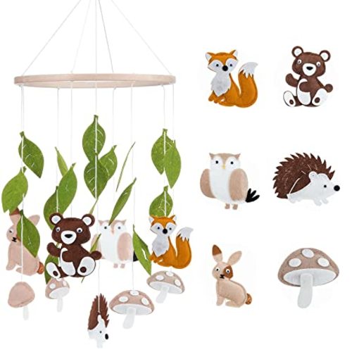 Tegeme Woodland Baby Mobile for Crib Safari Crib Mobile,Land Animal