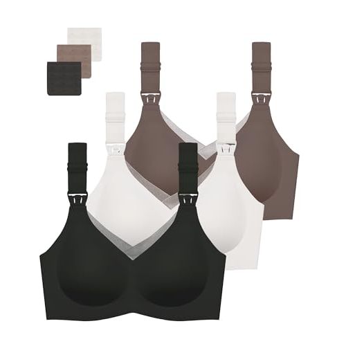 Gailife 3 Pack Nursing Bras for Breastfeeding Seamless V Neck Mesh Maternity Bra Comfort Pregnancy Sleep Bralette