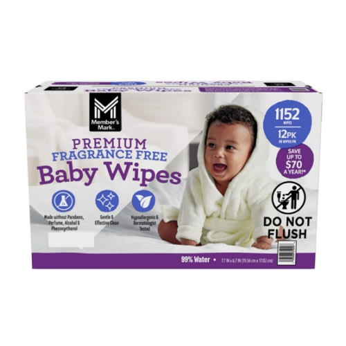 Member's Mark Premium Baby Wipes, Fragrance Free, 12 pk., 1152 Wipes - Sam's Club