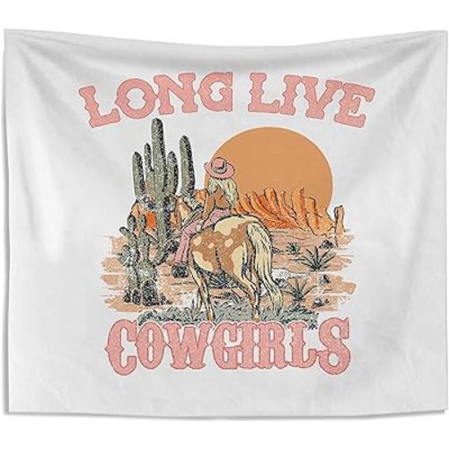 Knibeo Western Cowgirl Wall Tapestry - 50x60 Inch Country Tapestry for Teen Girls' Room Decor, Cowgirl Gifts for Women