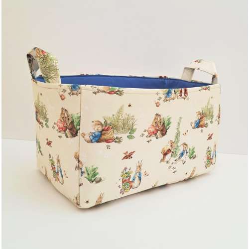 Peter Rabbit storage basket, Fabric bin, Nursery organizer container, Baby shower gift caddy