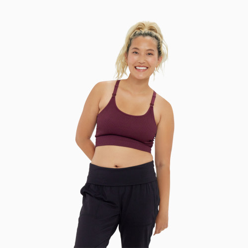 Ingrid and Isabel Seamless Nursing Sports Bra - Fig, S