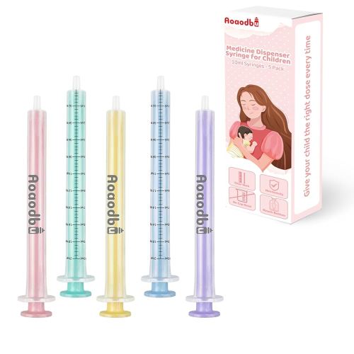 Baby Medicine Dispenser Syringe For Children,Oral Syringes, Liquid Plastic Syringe Without Needle,Leak proof Dosing Tools,5 Uniquely Colour Syringes - 5 Pack