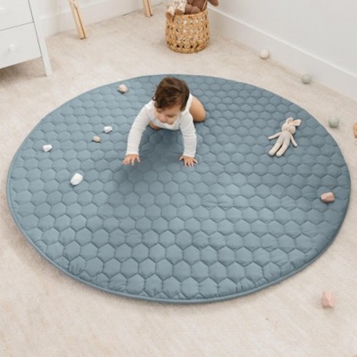 Premium Play Mat - Soft and Comfortable Kids & Toddler Play Mat with Non-Slip Bottom By Comfy Cubs - Pacific Blue, Round 60"