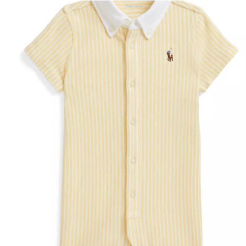 Baby Boys Striped Knit Oxford Shortall
