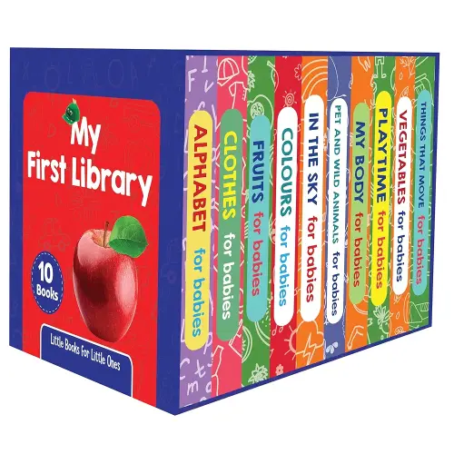 Pegasus My First Library Box-Set Of 10 Preschool Board Books (Alphabet, Fruits & Vegetables, Numbers, Animals & Birds, Colours, First Words, Etc) (My First Preschool Board Books)