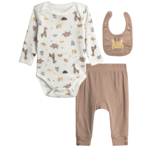 Millie & Myles Infant Boys and Girls Pants Set Baby Clothes with Bib and Long Sleeve Bodysuit