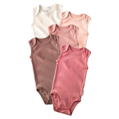 Sam Assorted 5-Pack Sleeveless Organic Cotton Bodysuits